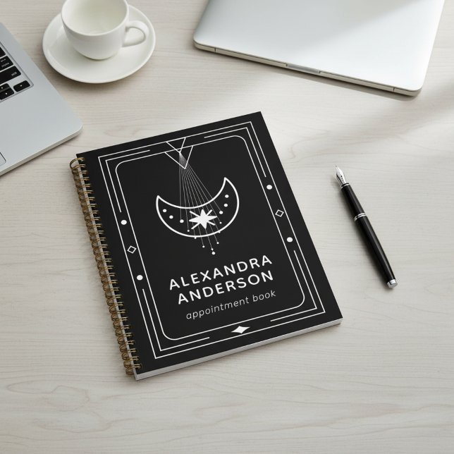 Agenda Nomeação Celestial Starry Crescent Moon (Framed Celestial Starry Crescent Moon Appointment Planner)