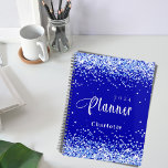 Agenda Nomeação do nome azul-real da lente 2023<br><div class="desc">Fundo azul real,  decorado com poeira falsa,  faíscas. Personalize e adicione um ano e nome. Cartas brancas.</div>