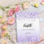 Agenda Nomeação violeta de nome de brilho 2024<br><div class="desc">Fundo verde violeta e branco decorado com brilho violeta,  faíscas. Personalize e adicione um nome,  título e ano.</div>