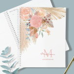 Agenda Nomes Florais Rosa-Escamudo Pampas Personalizados<br><div class="desc">Este planejador de nomeações de na moda é decorado com capim-d'água,  eucalipto,  flores e folhas secas. Facilmente personalizável. Porque nós criamos a nossa trabalho de arte,  você não encontrará esta imagem exata de outros designers. Original Watercolor © Michele Davies.</div>