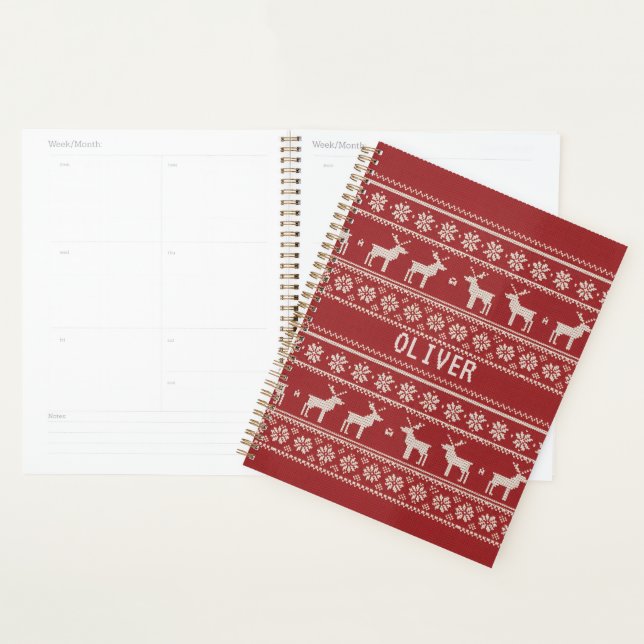 Agenda Nordic Reindeer Knit Pattern Personalized  (Exibição)