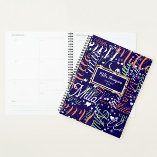 Agenda Notas Corações e Estrelas Azul