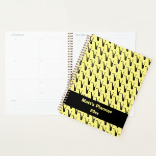 Agenda Notas de música saxofônicas amarelo personalizado