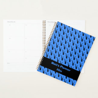 Agenda Notas de música saxofônicas personalizadas azul