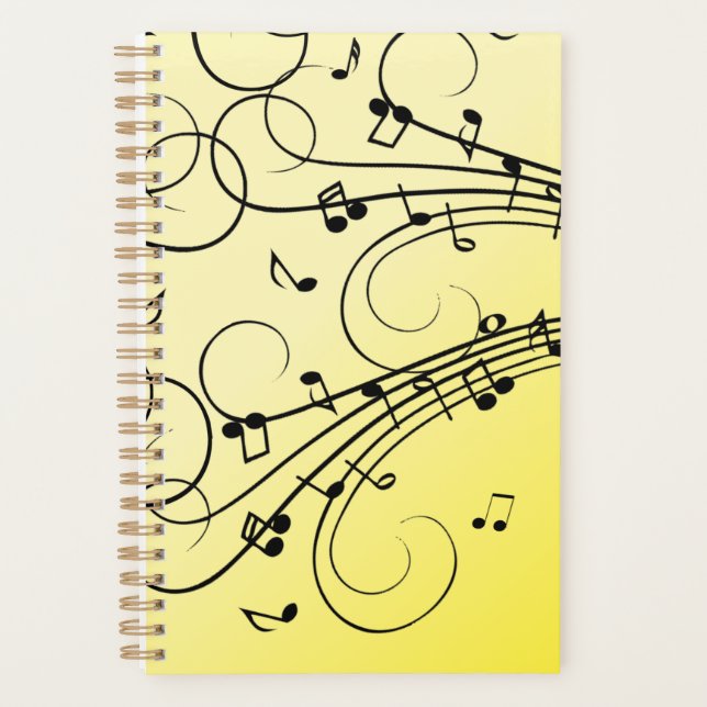 Agenda Notas Musicais Elegantes Amarelas (Frente)