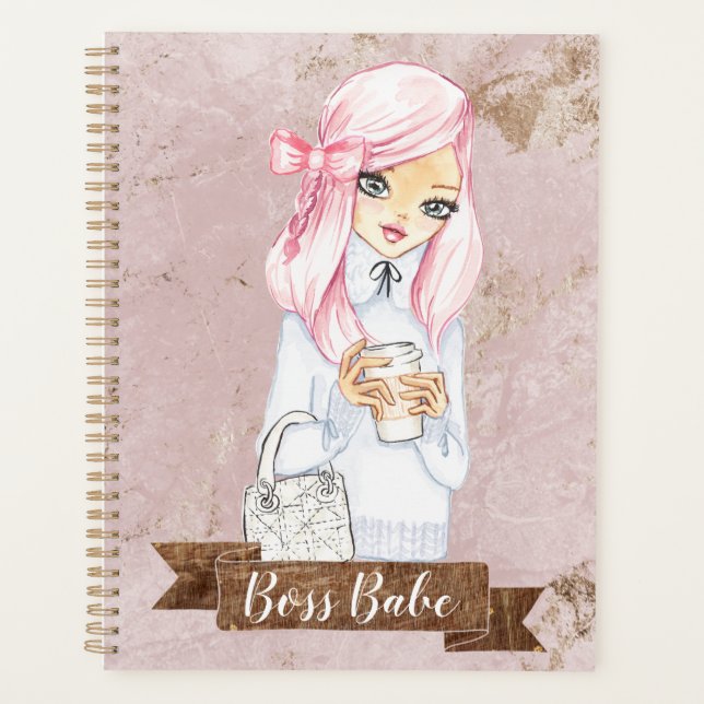 Agenda Notebook Boss Babe Planner para Meninas Chefe (Frente)