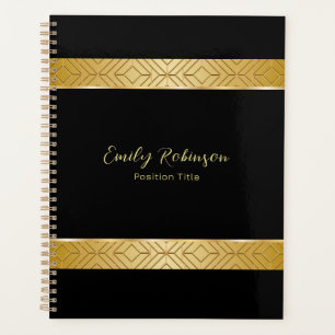 Agenda Notebook com padrão geométrico de ouro de luxo