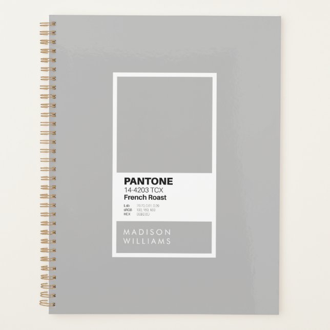 Agenda Notebook de Cinza personalizado | Nome personaliza (Frente)