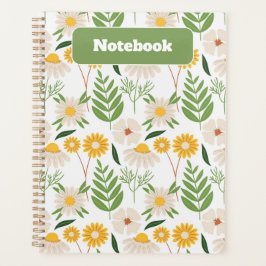 Agenda Notebook de flor natural verde e amarelo