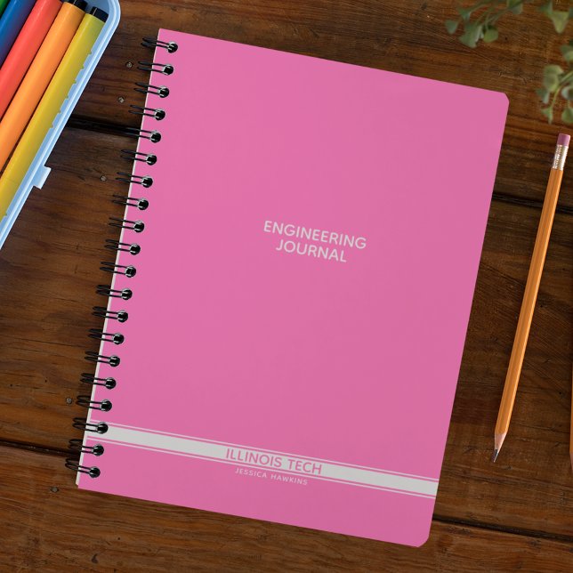 Agenda Notebook espiral com faixa clássica rosa a quente (Criador carregado)