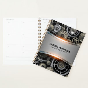 Agenda notebook metálico de cinza