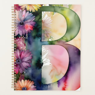 Agenda Notebook Personalizado - Letra B Floral Watercolor