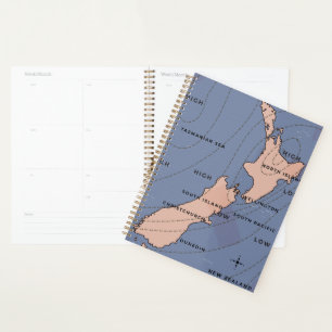 Agenda novo mapa meteorológico de zealand Vintage