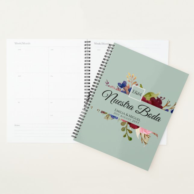 Agenda NUESTRA BODA de Flores Burdeos BURGUNDY (Exibição)