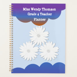 Agenda Nuvem Roxa Azul com Planner Flor Branco