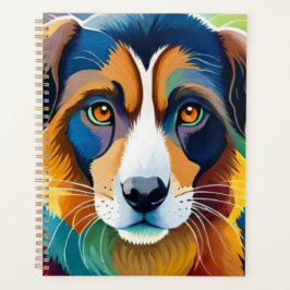Agenda O retrato colorido e bonito de cachorro fecha