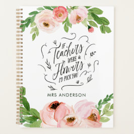 Agenda Obrigado floral cor-de-rosa, presente para o profe