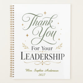 Agenda Obrigado Por Sua Liderança Nome Personalizado