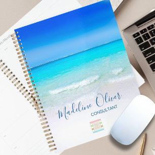 Agenda Ocean Beach Sea Viagem Business Logotipo azul