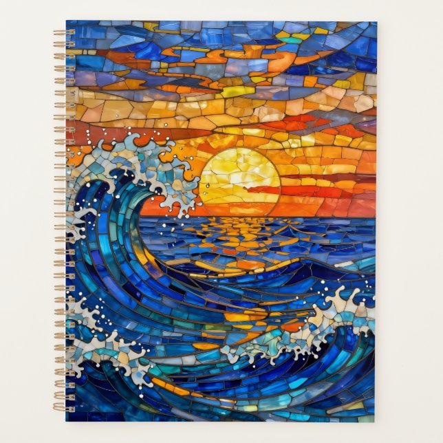 Agenda Oceanic Coastal Ocean Waves Sunset   (Frente)