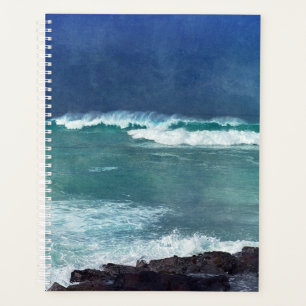 Agenda Oceano Surf Havaiano Ondas Aqua Teal Azul Mar Lava