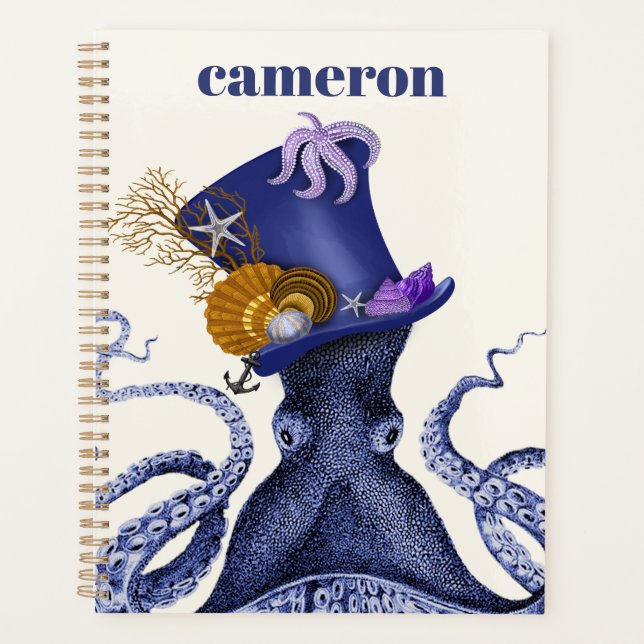 Agenda Octopus com chapéu náutico (Frente)