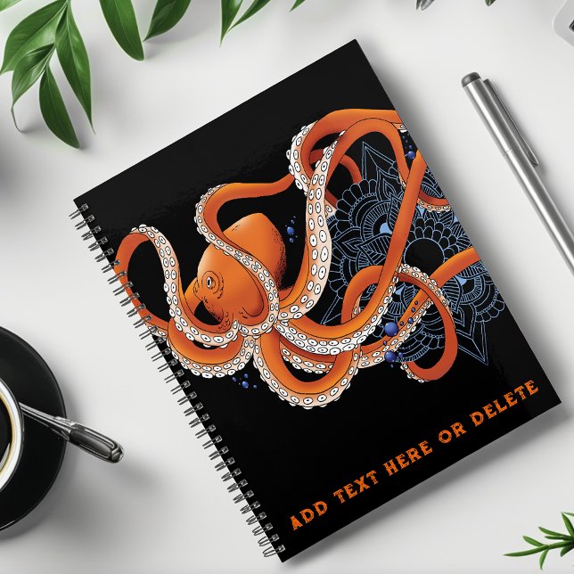 Agenda Octopus Orange Mandala Blue (Criador carregado)