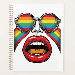Agenda Óculos de Sol Arco-íris Retrô Lábios Rosto Design 