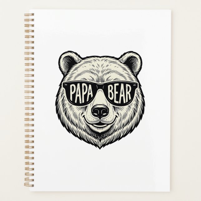 Agenda Óculos de sol do Papai Urso Cabeça de Urso Design  (Frente)