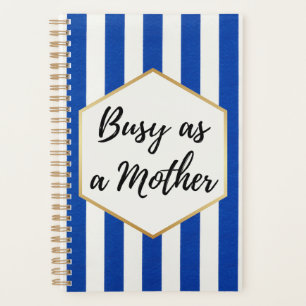 Agenda Ocupado como uma Mãe Azul e Branco Riscado