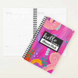 Agenda Olá Meu Nome É Abstrato Rosa