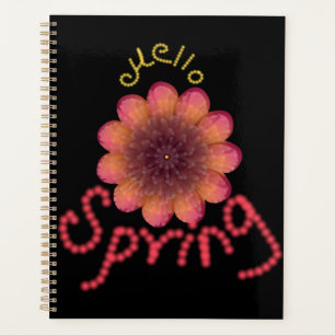 Agenda Olá Primavera - Arte de Flor Texturizada Rosa e La