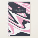 Agenda Olhar rosa elegante, azul marinho e mármore branco<br><div class="desc">Combinação moderna e colorida de cor rosa,  marinho azul e branco.</div>