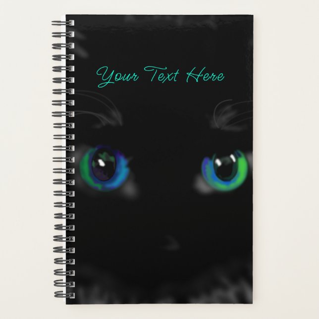 Agenda Olhos de Gato Preto Personalizados Planejando Seu  (Frente)