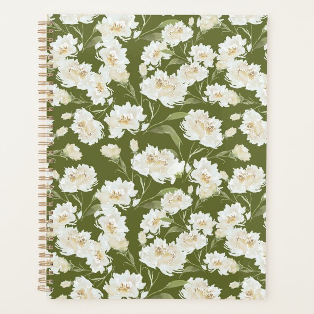 Agenda Olive Green Floral Planner (Frente)