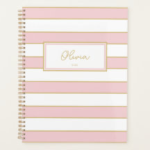 Olivia Stripes Planner em Blush e Branco