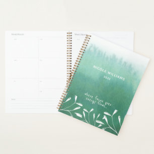 Agenda Ombre de água-marinha verde trendy em aquarela