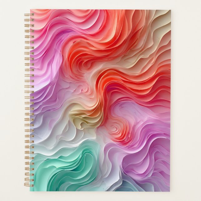 Agenda Ondas Abstratas em Pastel (Frente)