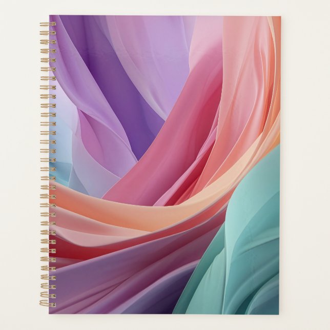 Agenda Ondas de Tecido Pastel Abstrato (Frente)
