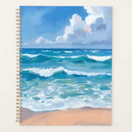 Agenda Ondas do Oceano Azul | Aquarela do Mar da Praia 