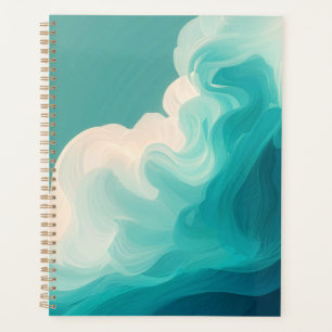 Agenda Ondas Fluídas Absratas em Azul e Branco