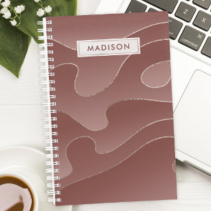 Agenda Ondas Ombre Dourado Rosa Personalizadas