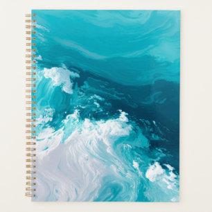 Agenda Ondas Turquesa Giratórias Arte Abstrata de Onda do