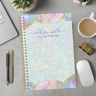 Agenda Opala Pedra Preciosa Pastel Iridescente Negócios M