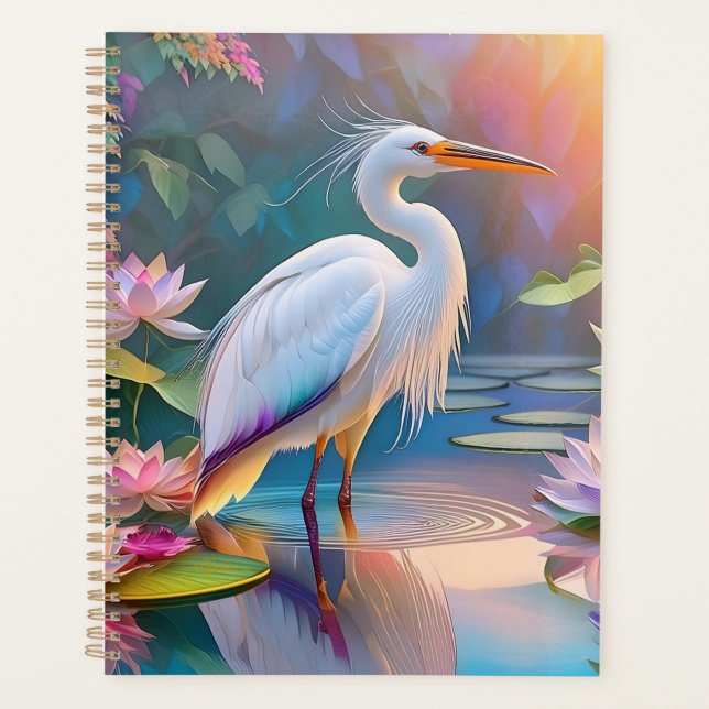 Agenda Orange Billed White Heron Fantasy Bird (Frente)