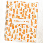 Agenda Orange Cat Personalizado<br><div class="desc">Brincadinhos de gengibre laranja de cor aquática. Arte original de Nic Squirrell. Altere o texto para personalizar.</div>