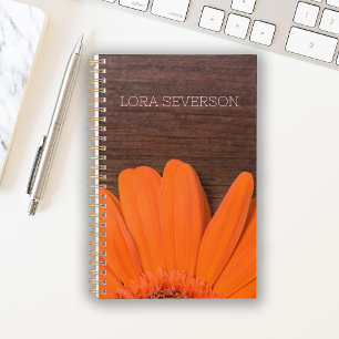 Agenda Orange Gerber Daisy e Rustic Barn Wood