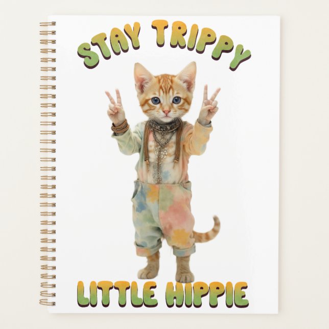 Agenda Orange Tabby Cat Boho Stay Trippy Little Hippie  (Frente)