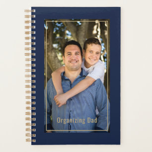 Agenda Organizando Papai Foto Personalizada Azul Marinho
