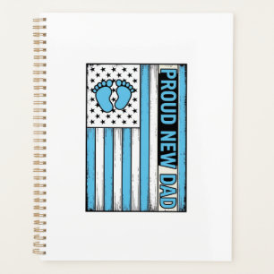 Agenda Orgulhoso Novo Pai Bebê Pés Bandeira Vetor Design_
